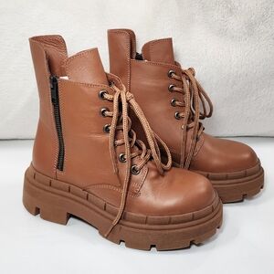 NWOB Sheridan Mia Women's Genuine Leather Combat Boots Chunky Platform Size 36